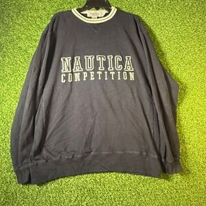 Vintage Nautica Competition Crewneck Sweatshirt XL Navy Spell Out 90s Streetwear